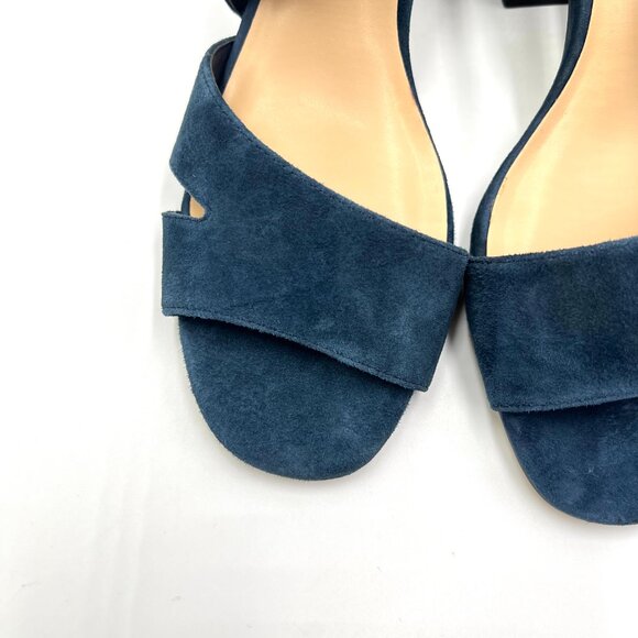 8N 8 NARROW WIDTH Bella Vita Blue Suede Leather Block Heels Sandals Shoes - Picture 3 of 12